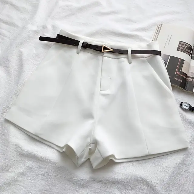 Fashion Versatile High Waist Slim Suit Shorts White - Shop at LoveMi