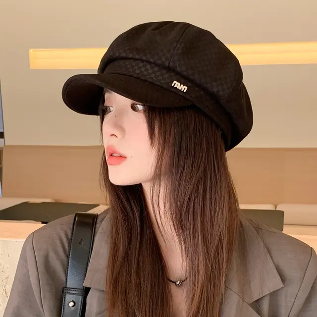 Autumn And Winter Look A Bit Retro Easy Matching Newsboy Hat Black - Shop at LoveMi