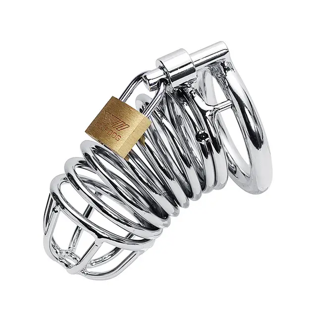 Metal Men's Chastity Lock Chastity Lock Bird Cage Silver With 5 0Cm Ring - Shop at LoveMi