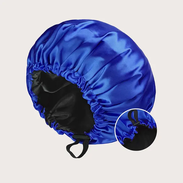 New Women's Fashion Double layer Satin Sleeping Hat Blue Black - Shop at LoveMi