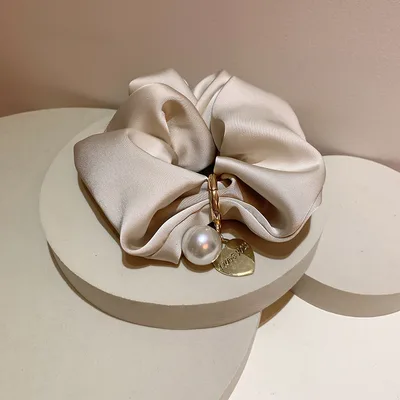 Simple Solid Color High grade Texture Elegant Low Ponytail Headdress Flower Hair Ring Beige - Shop at LoveMi