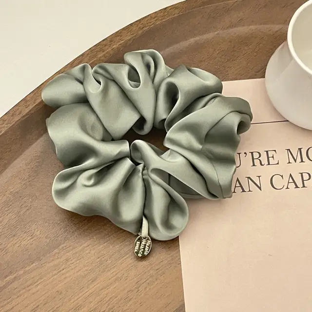Simple High quality Satin Large Intestine Hair Ring Green - Shop at LoveMi