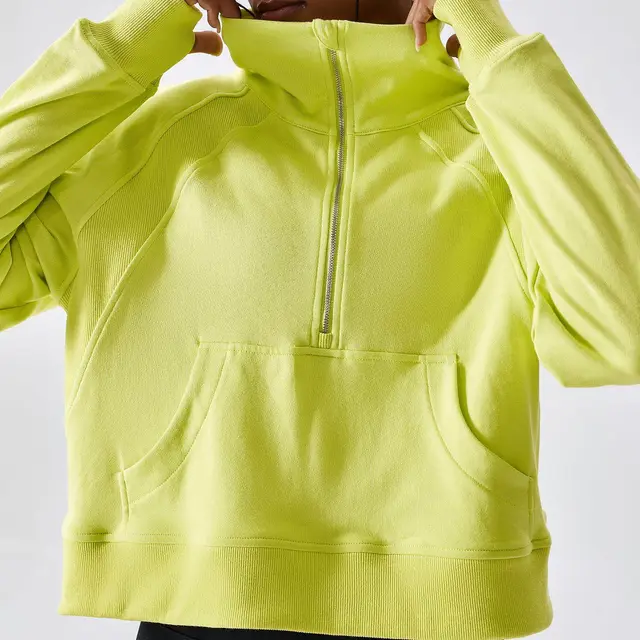 Women's Pullover Long sleeved Half zip Jacket Green - Shop at LoveMi