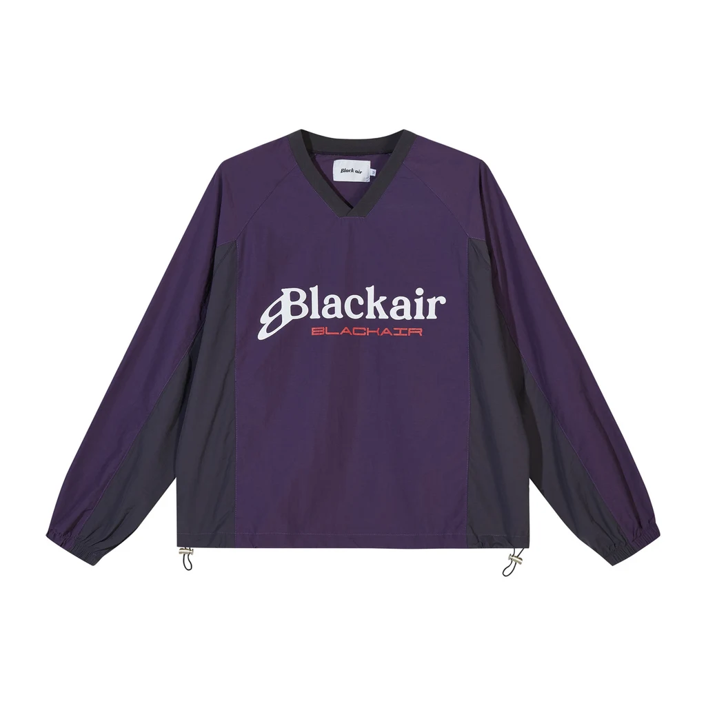 Letter V-collar Contrast Color Couple Long Sleeve Pullover Hoodie - Purple