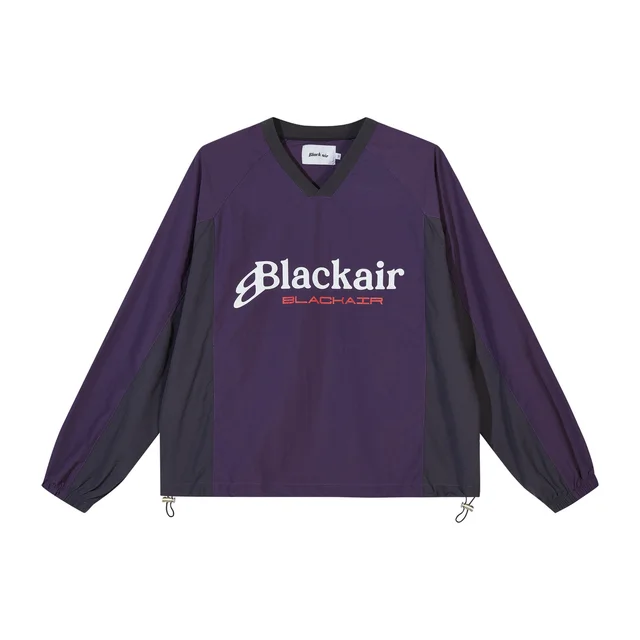 Letter V collar Contrast Color Couple Long Sleeve Pullover Hoodie Purple - Shop at LoveMi