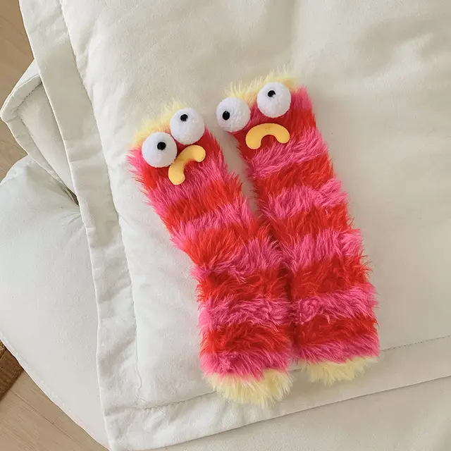 Coral Fleece Socks Women's Autumn And Winter Fleece lined Red - Shop at LoveMi