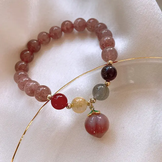 Design Sense Strawberry Quartz Peach Bracelet Bracelet - Shop at LoveMi