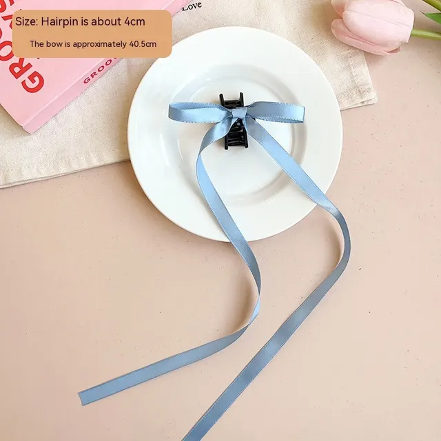 Cute Bow Ribbon Grip Sweet Children's High grade Back Headdress Blue Bow Ribbon Grip - Shop at LoveMi