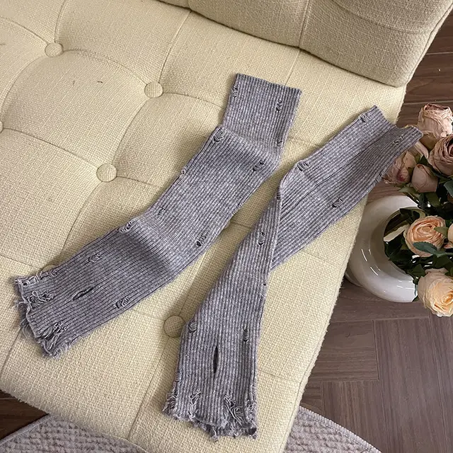 Women's Knitted Long Dopamine Multi color Gloves Light Gray - Shop at LoveMi