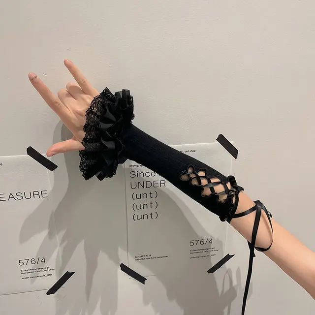 Girl Anime Sunscreen Arm Sleeves Gloves Black - Shop at LoveMi