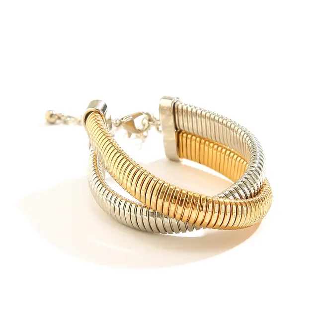 Women's Metal Double Ring Spiral Bracelet 01 Mixed Color 2226 - Shop at LoveMi