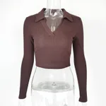 Tight Thread Knitted Long Sleeve - Brown