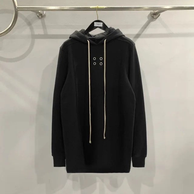 Black Dark Hoodie With Drawstrings Long Hoodie Black - Shop at LoveMi