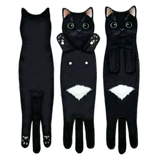 Cartoon Printing Hanging Face Cloth - Black Cat