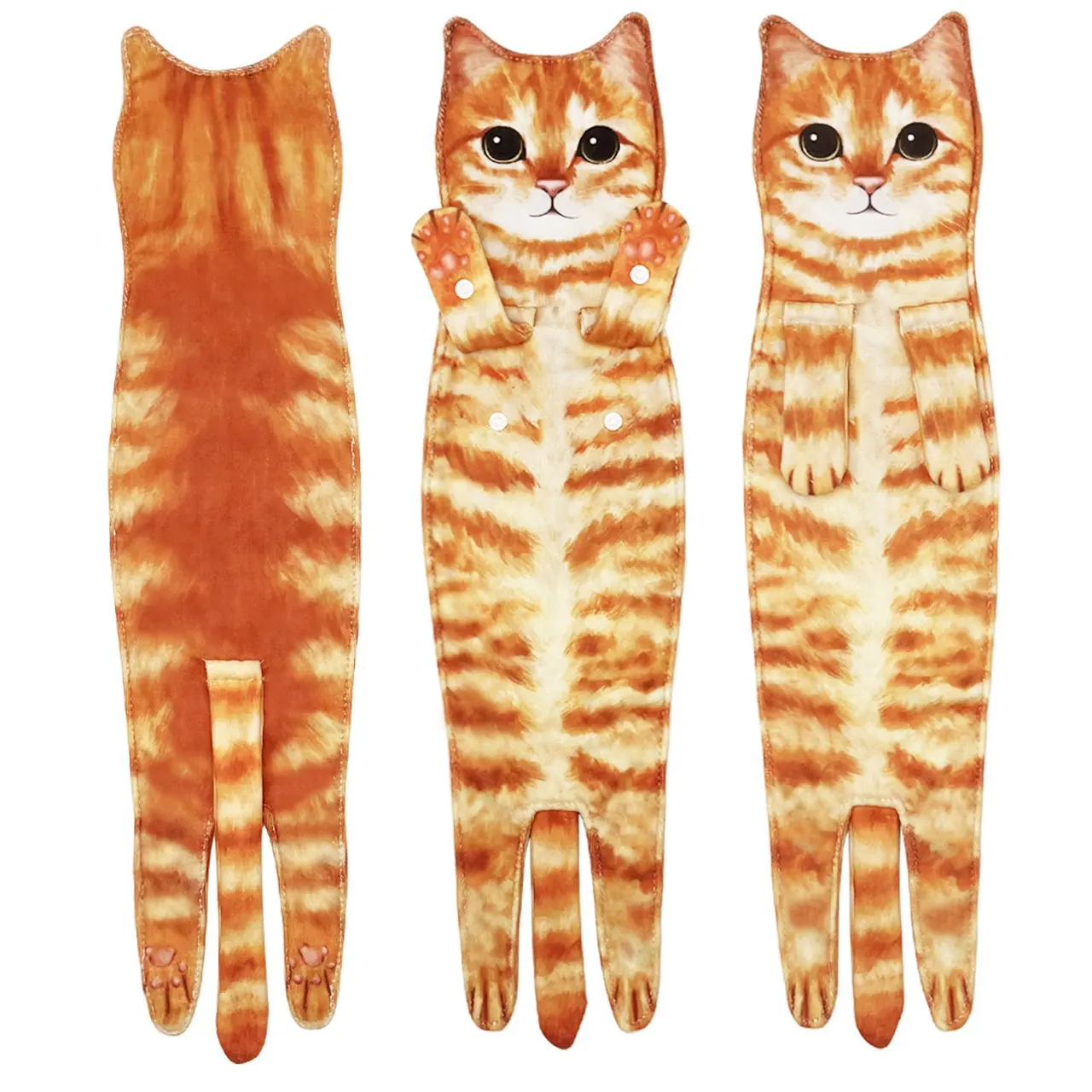 Cartoon Printing Hanging Face Cloth - Orange Tabby Cat