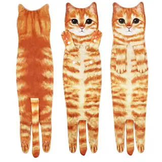 Cartoon Printing Hanging Face Cloth - Orange Tabby Cat