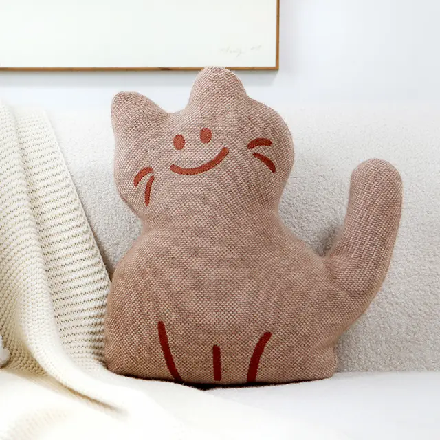 Cat Pillow Cover Cartoon Living Room Sofa Coffee Color - Shop at LoveMi