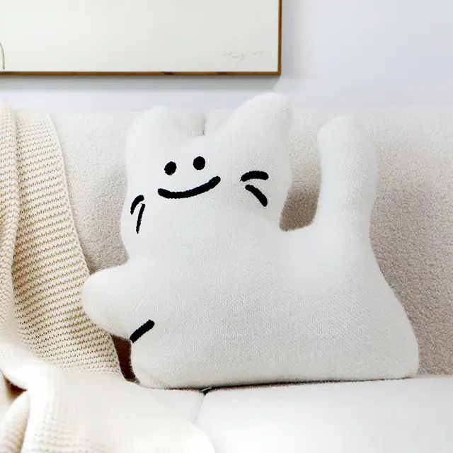 Cat Pillow Cover Cartoon Living Room Sofa White Jump - Shop at LoveMi