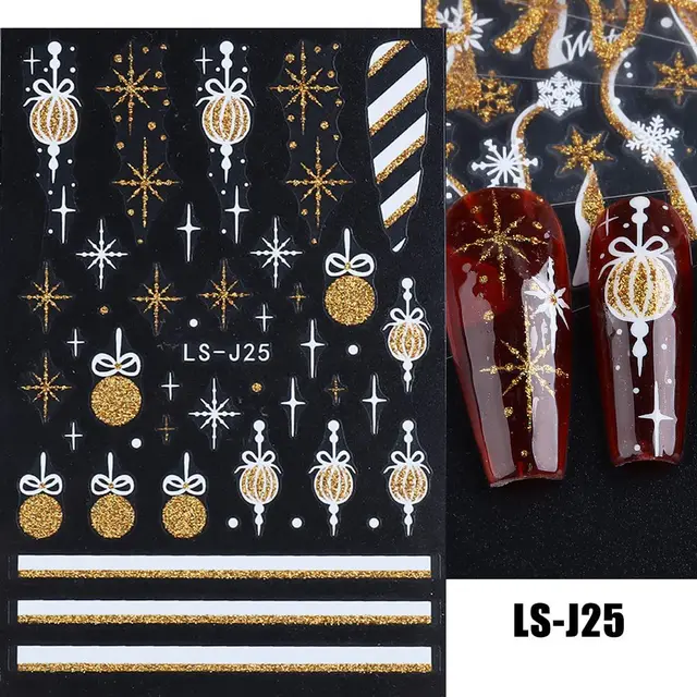 Nail Stickers Winter Snowflake Elk Christmas Ls 25 Bare Clip - Shop at LoveMi