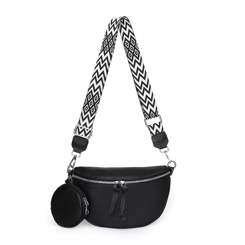 Women's Foreign Trade Genuine Leather New Fashion Ches Shoulder Crossbody Cowhide Bag Black - Shop at LoveMi