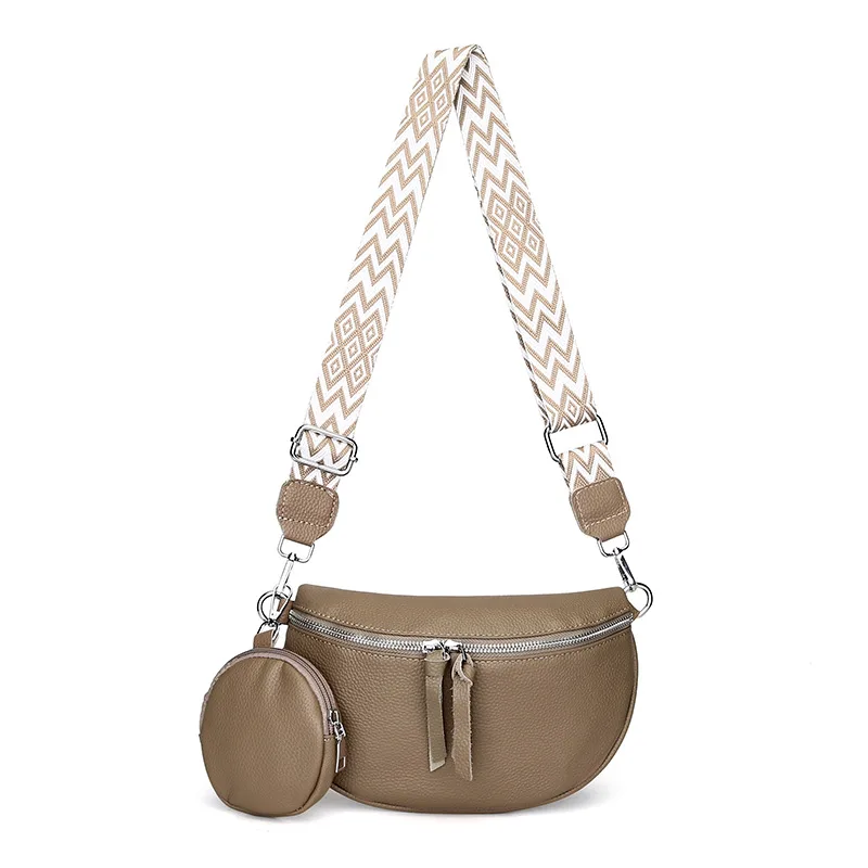 Women's Foreign Trade Genuine Leather New Fashion Ches Shoulder Crossbody Cowhide Bag Khaki - Shop at LoveMi