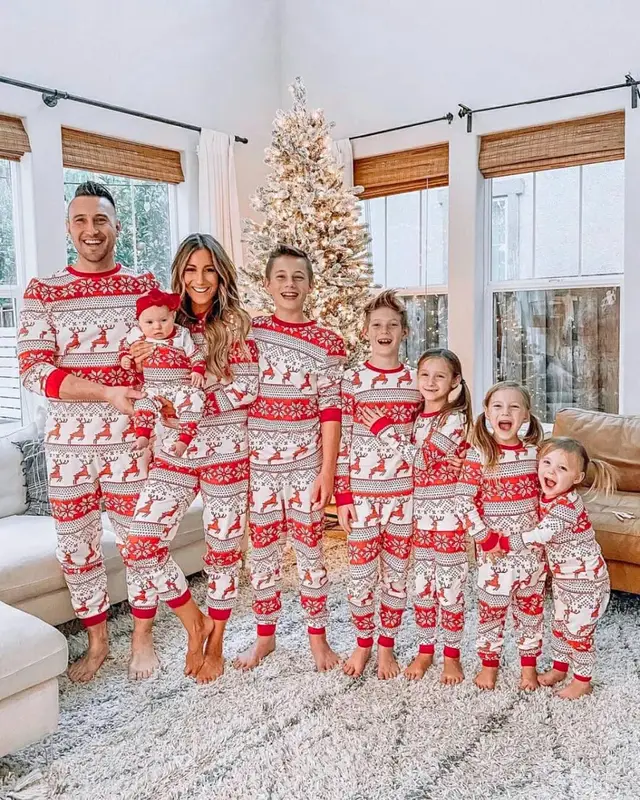 Cotton Blend European And American Parent child Clothing Home Wear Christmas Pajamas Fall Family Set - Shop at LoveMi