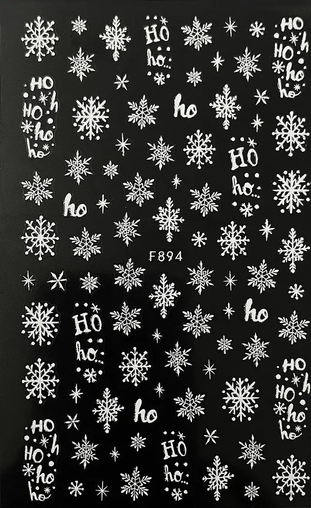 New Pure White Winter Snowflake Nail Stickers F894 Glitter Bare Clip - Shop at LoveMi