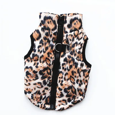 Fashion Personalized Puppy Cotton padded Jacket Vest Brown Leopard Print - Shop at LoveMi