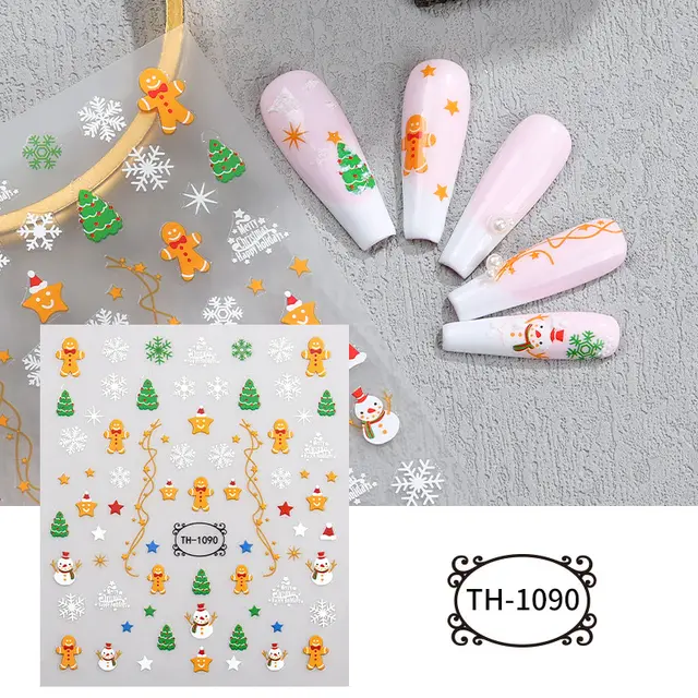 Christmas Manicure Snowman Christmas Tree Nail Sticker Th 1090 - Shop at LoveMi