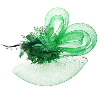 Bridal Feather Mesh Head Flower Green - Shop at LoveMi