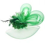 Bridal Feather Mesh Head Flower - Green