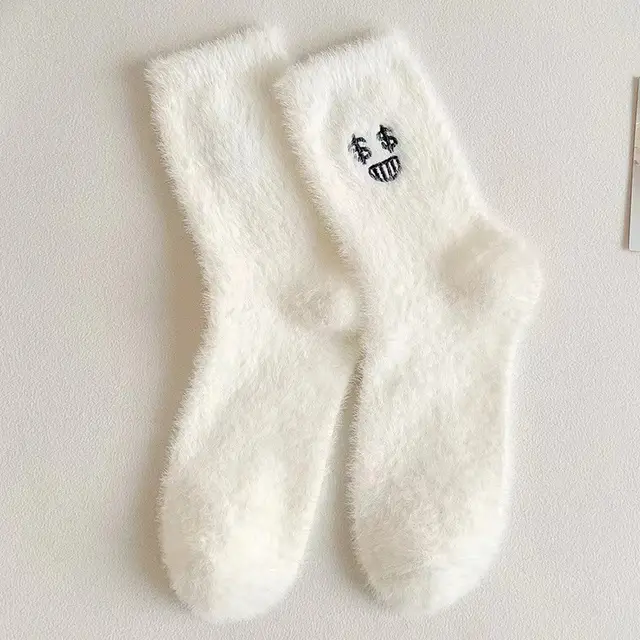 Women's Mid calf Length Sock Cute Mink Fur Thick Winter Socks Small Money Fans - Shop at LoveMi