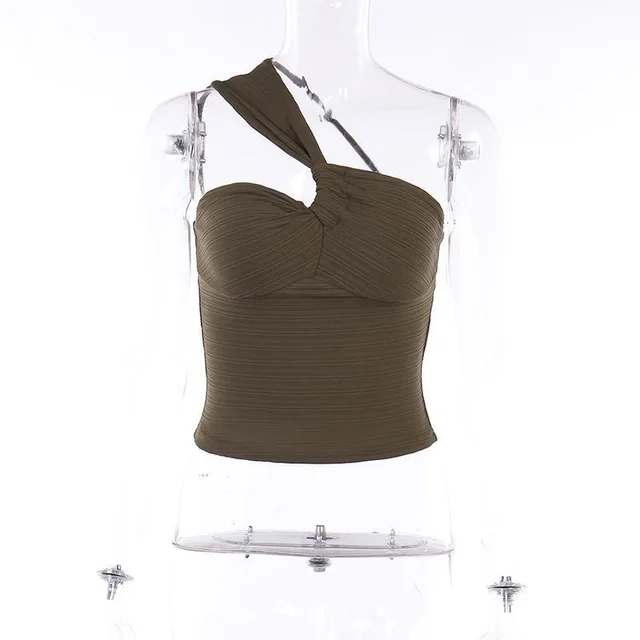 Trendy Asymmetric Single side Sling Top Dark Brown - Shop at LoveMi