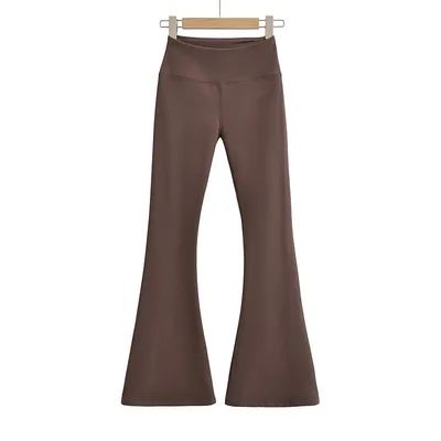Thickened Sanded Fabric Yoga Bell bottom Pants Women Brown - Shop at LoveMi