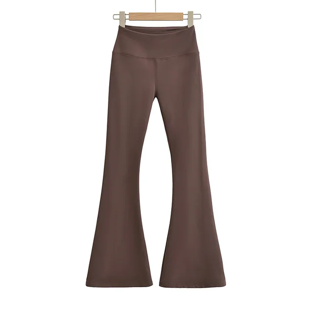 Thickened Sanded Fabric Yoga Bell bottom Pants Women Brown - Shop at LoveMi