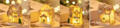 Christmas Decorations Resin Small House LED Luminous Set - Shop at LoveMi