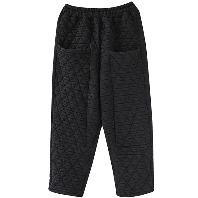 Autumn And Winter Loose Plus Size Quilted Retro Casual Thickening Harem Pants Black - Shop at LoveMi