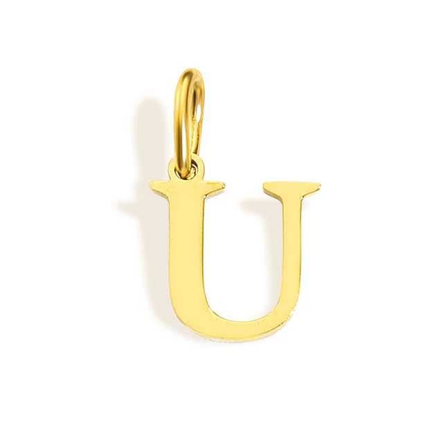 26 Letter Pendant Couple Bracelet Necklace English Pendant U Gold - Shop at LoveMi
