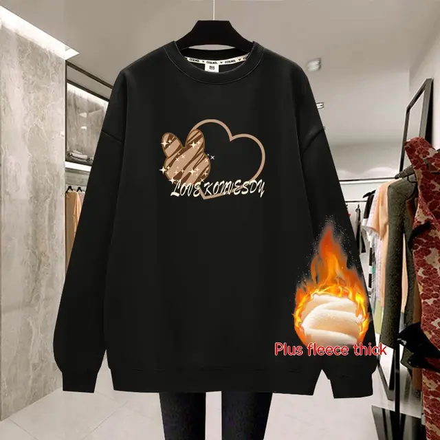 Student Lazy Style Plush Thickened Top Pullover Black - Shop at LoveMi