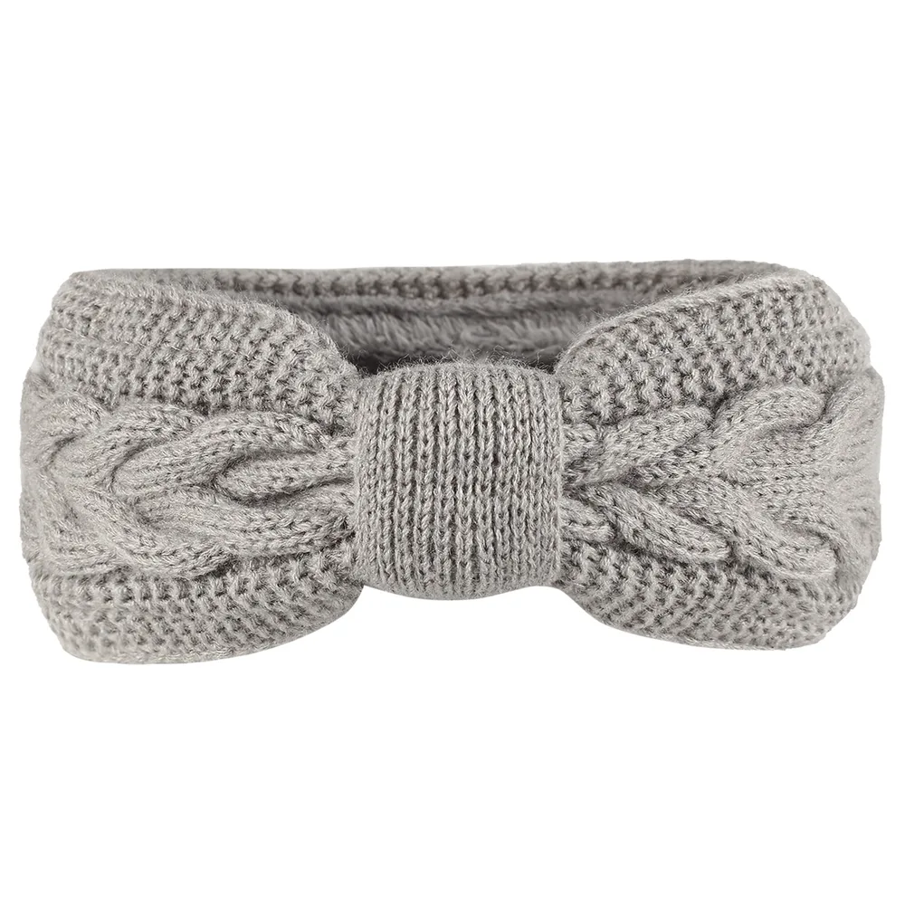 Women's Fleece-lined Wool Bow Hair Band - Light Gray 4