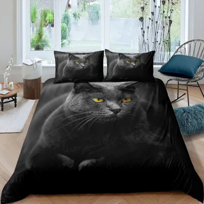 Pet Cat Pattern Bedding Down Quilt Cover 2Color - Shop at LoveMi