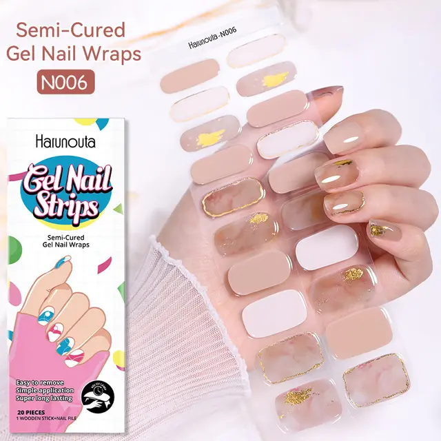 Japanese Style Nail Beauty Gel Stickers Semi curing French Gel N003 - Shop at LoveMi