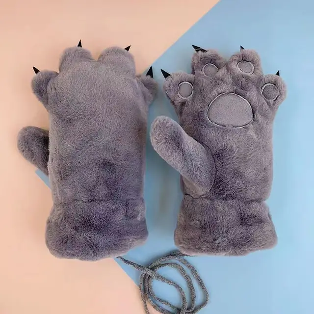 Cat's Paw Gloves Warm keeping And Cold proof Fleece lined Cat'S Paw Gray - Shop at LoveMi