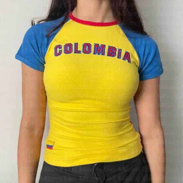 Women's Letter Printed Round Neck Short Sleeve Nz944 - Shop at LoveMi