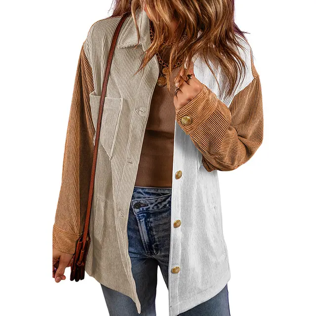 Corduroy Long sleeved Coat For Women Lc854525 P22 - Shop at LoveMi