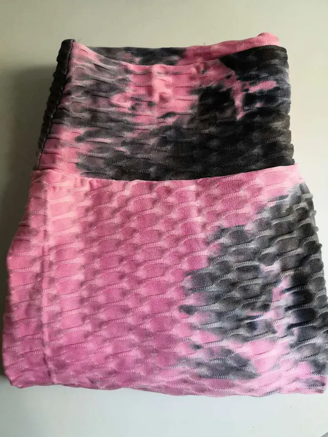 Ink Jacquard Tie dyed Bubble Polyester Yoga Pants Slim Fit Pink Black - Shop at LoveMi