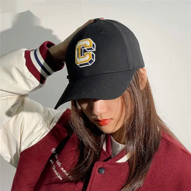 C Letter Hard Crown Baseball Cap Female Black - Shop at LoveMi