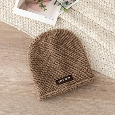 Letter Wool Knitted Sleeve Cap Women Khaki - Shop at LoveMi