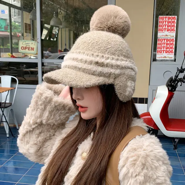 Thickened Knitting Peaked Cap Ladies Light Coffee - Shop at LoveMi