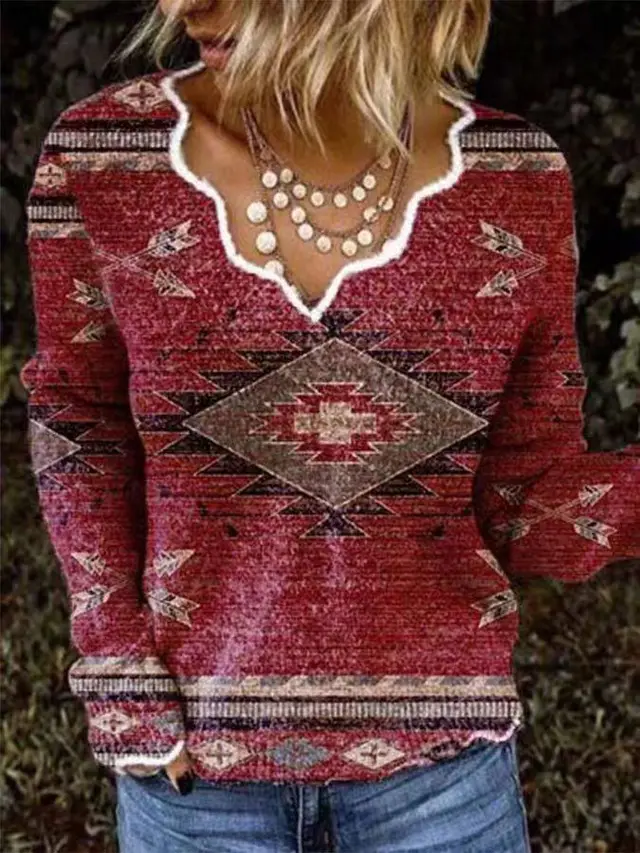 Wave Neckline 3D Printed Top E Style - Shop at LoveMi